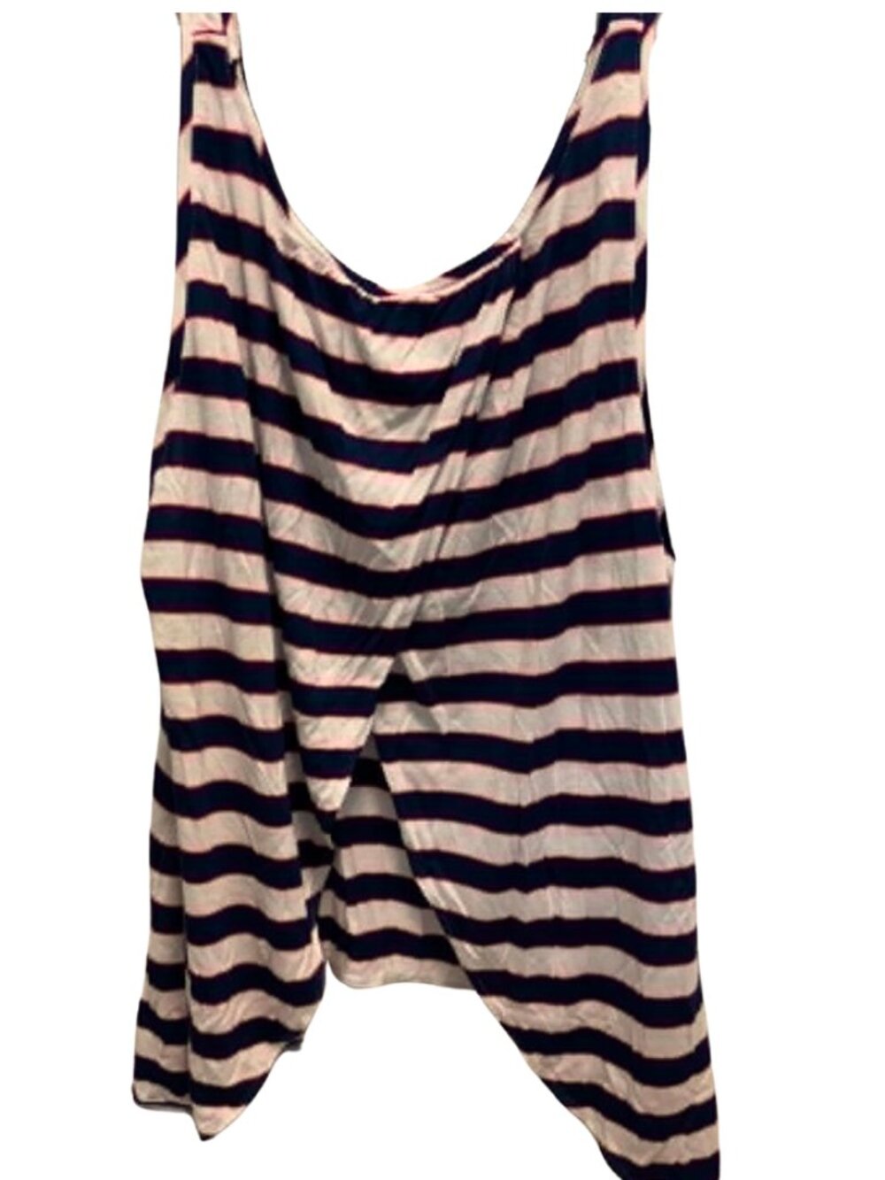 Victoria's Secret navy white red striped tank with open V back L large